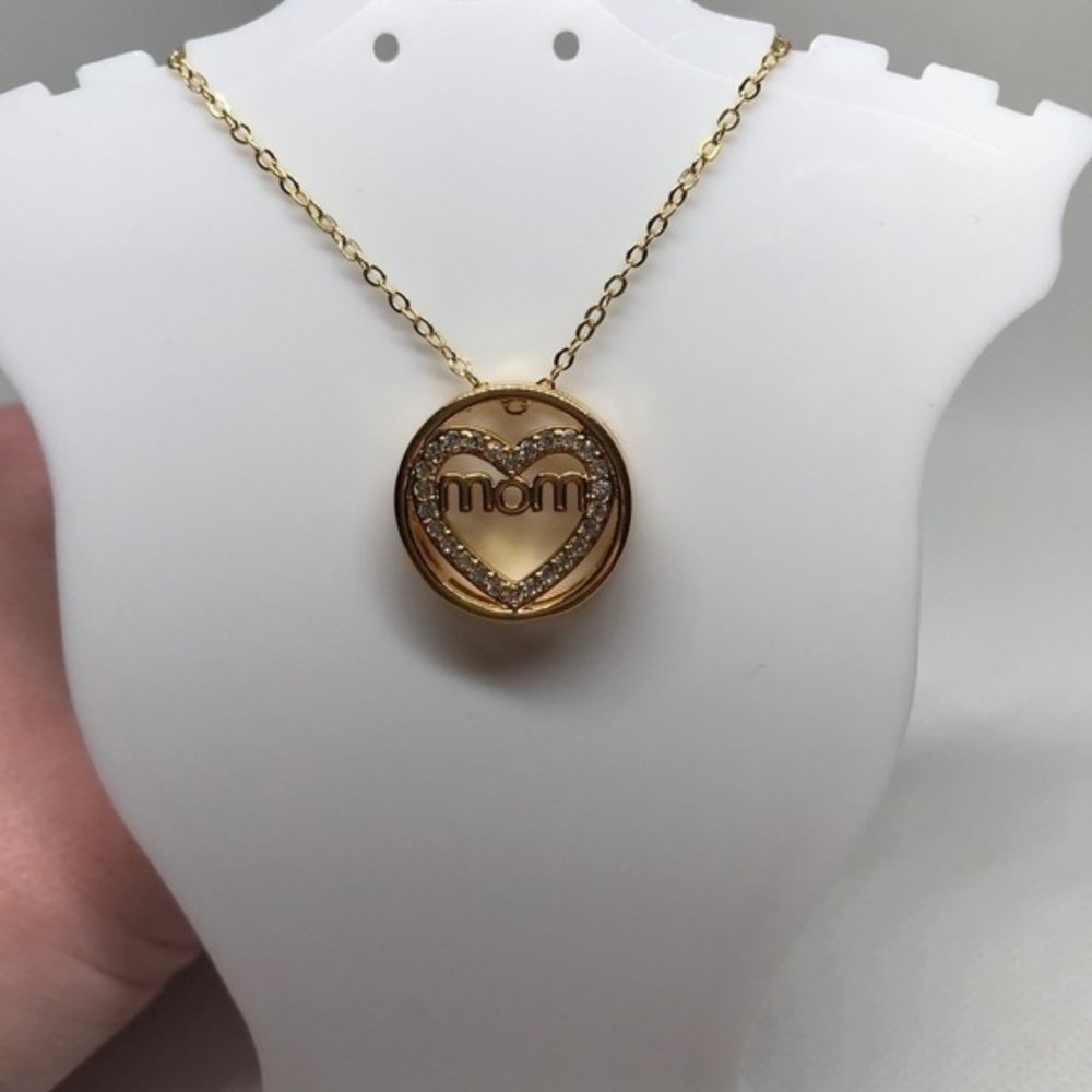 mom Necklace for Women Gold AAA Zircon Diamond Love Round  Clavicle Chain